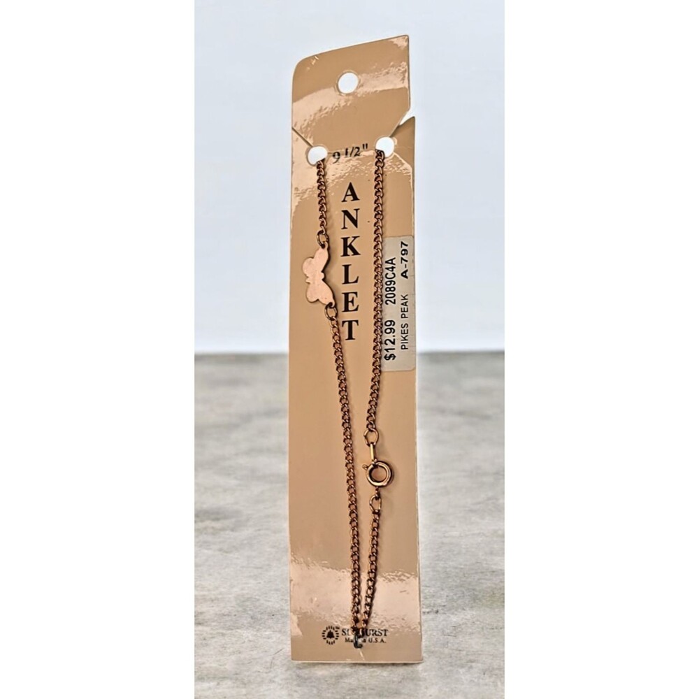NWT Sunburst Rose Gold Butterfly Anklet 9.5" made in USA